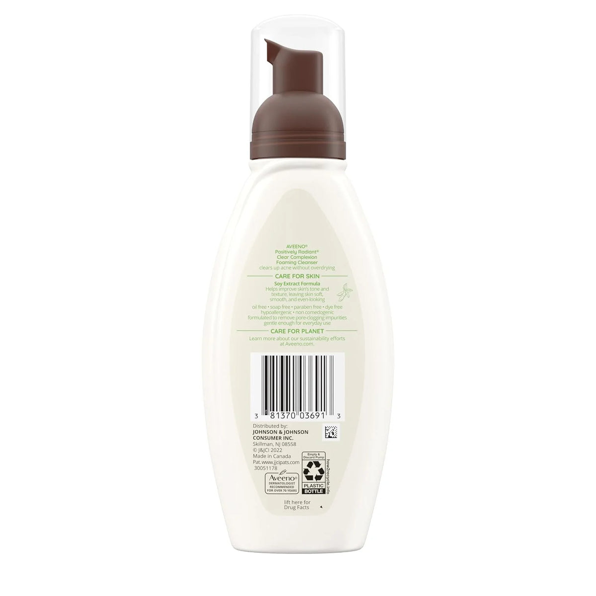 Aveeno Clear Complexion Foaming Oil-Free Facial Cleanser with Salicylic Acid Acne Medication for Breakout-Prone Skin & Soy Extracts, Hypoallergenic & Non-Comedogenic, 6 fl. oz, Pack of 3