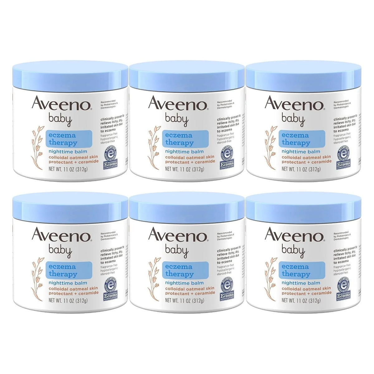 Aveeno Baby Eczema Therapy Night-Time Balm 11 Ounce Jar (325ml) (6 Pack)
