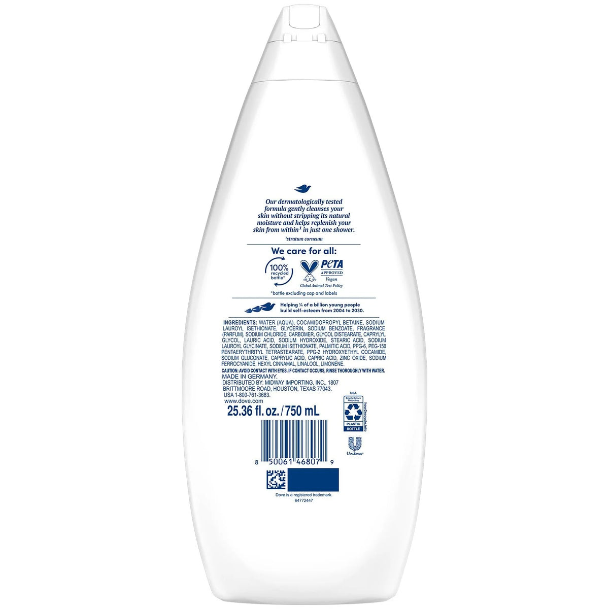 Dove Body Wash, Sensitive Skin Pump,34 Fl Oz (Pack of 2)