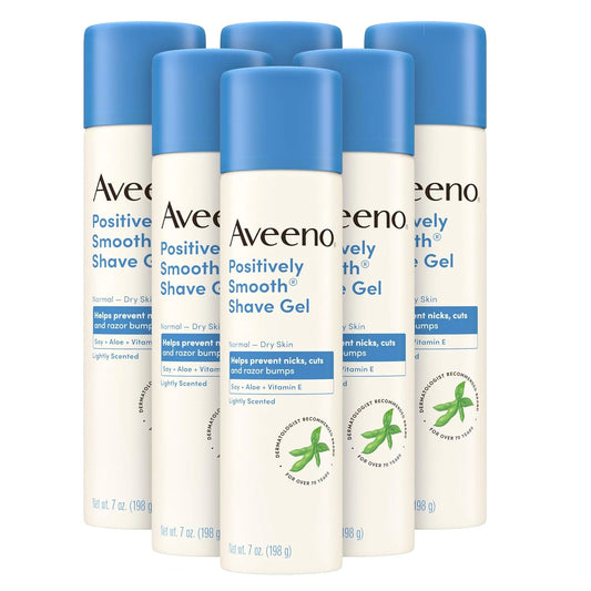 Aveeno Positively Smooth Shave Gel, Lightly Scented, 7 oz, 6 Pack