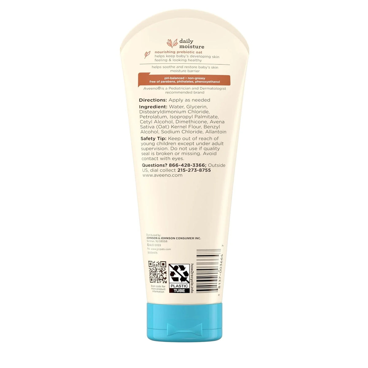 Aveeno Baby Daily Moisture Body Lotion, Fragrance-Free, 18 fl oz, 2 Pack