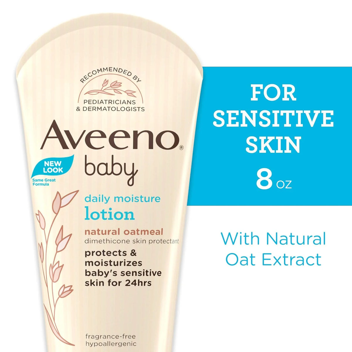 Aveeno Baby Daily Moisture Body Lotion, Fragrance-Free, 18 fl oz, 2 Pack