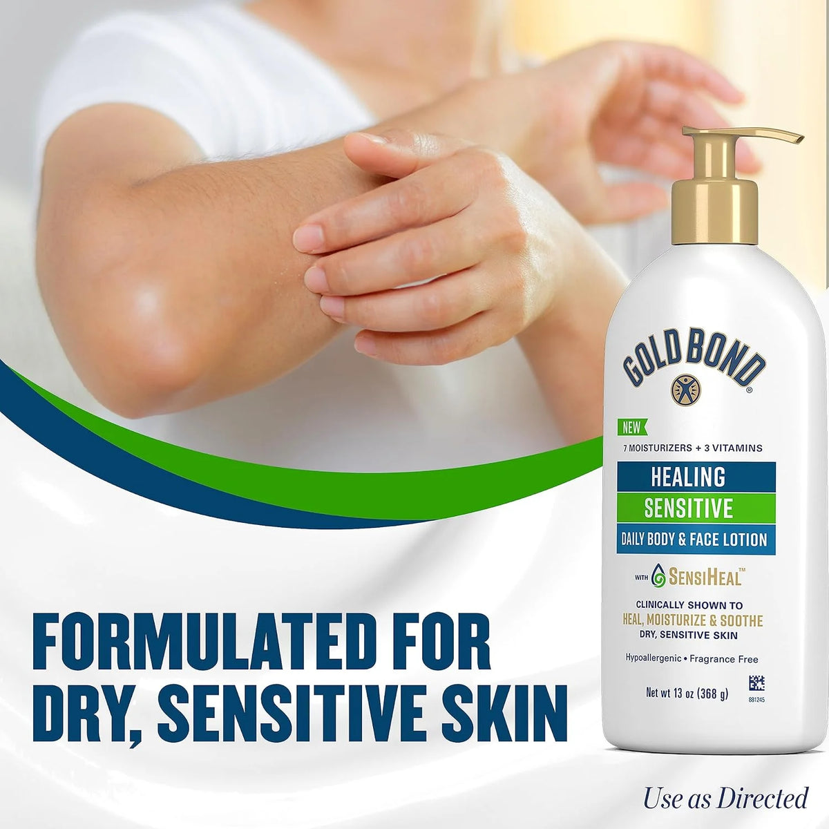 Gold Bond Healing Sensitive Daily Body & Face Lotion for Women & Men, 13 oz