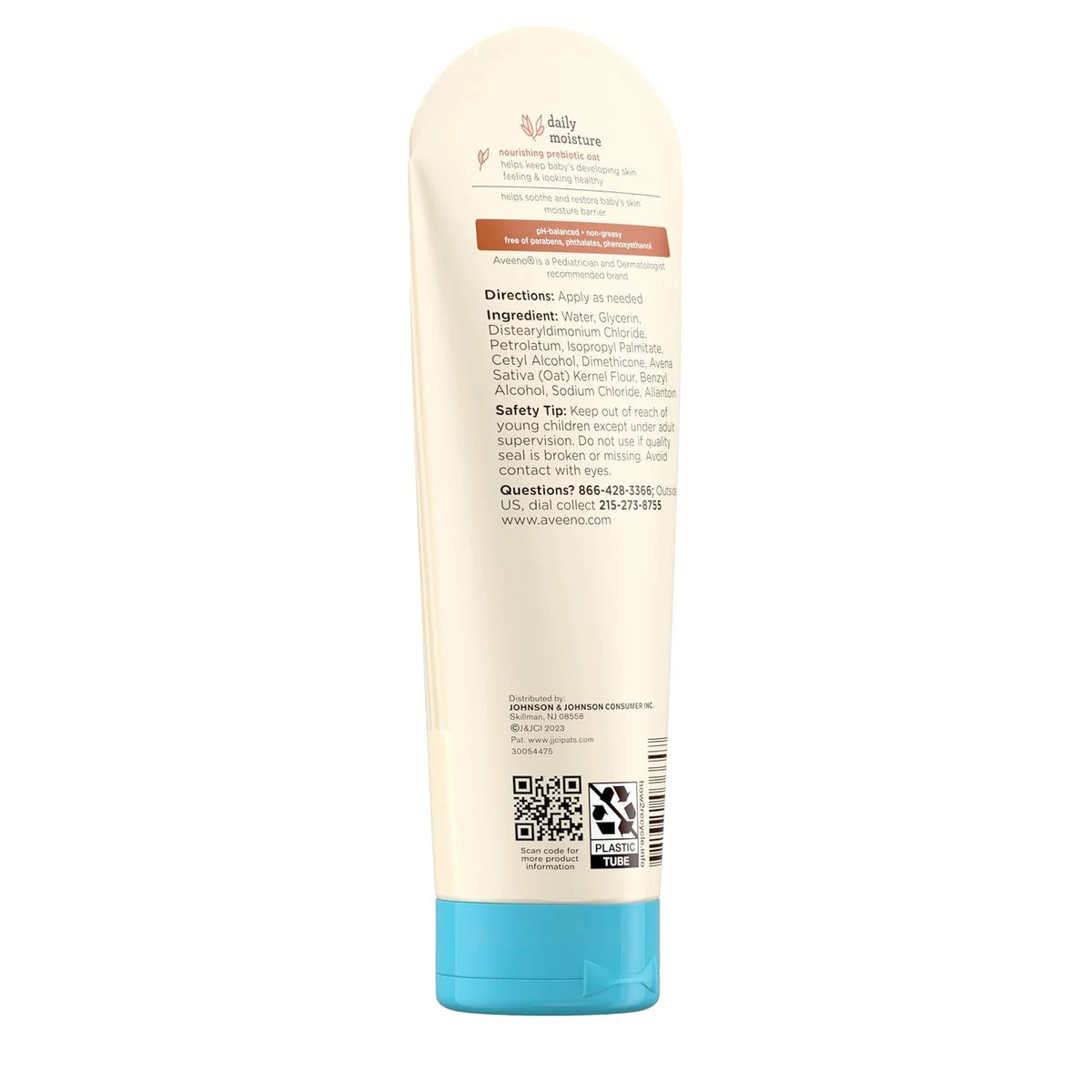 Aveeno Baby Daily Moisture Body Lotion, Fragrance-Free, 18 fl oz, 2 Pack