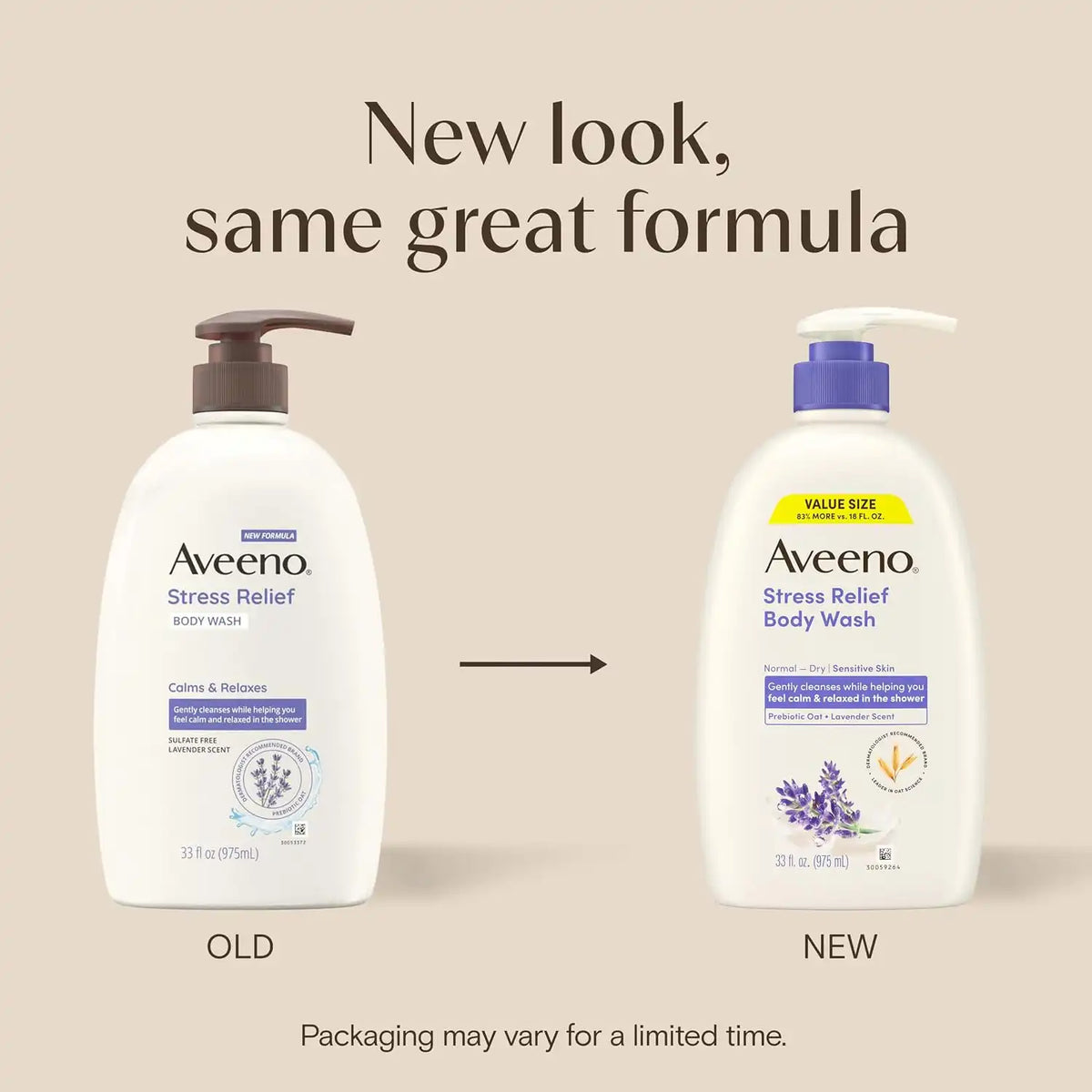Aveeno Stress Relief Body Wash, Lavender Scent, 33 fl. oz