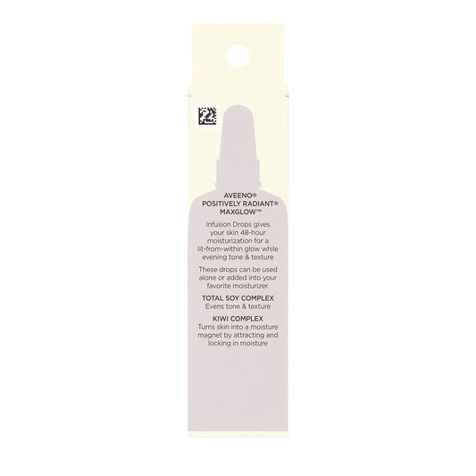 Aveeno Positively Radiant MaxGlow Infusion Drops with Moisture Rich Soy & Kiwi Complex, Hypoallergenic, Non-Comedogenic, Paraben- & Phthalate-Free Moisturizing Facial Serum, 0.17 fl. oz