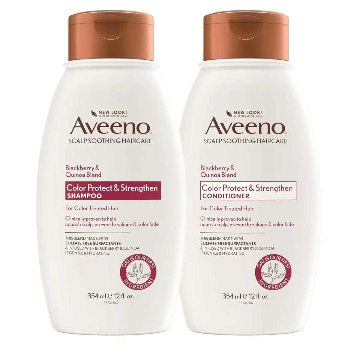 Aveeno Color Protect & Strengthen+ Blackberry & Quinoa Conditioner and Shampoo Set - Fresh Scent, 12 Fl Oz Each