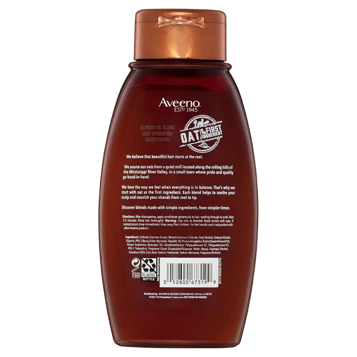 Aveeno Almond Oil Blend Sulfate-Free Shampoo with Avocado Oil for Intense Hydration, Deep Moisturizing Shampoo for Thick, Curly, Frizzy or Coarse Hair, Paraben & Dye-Free, 12 Fl Oz