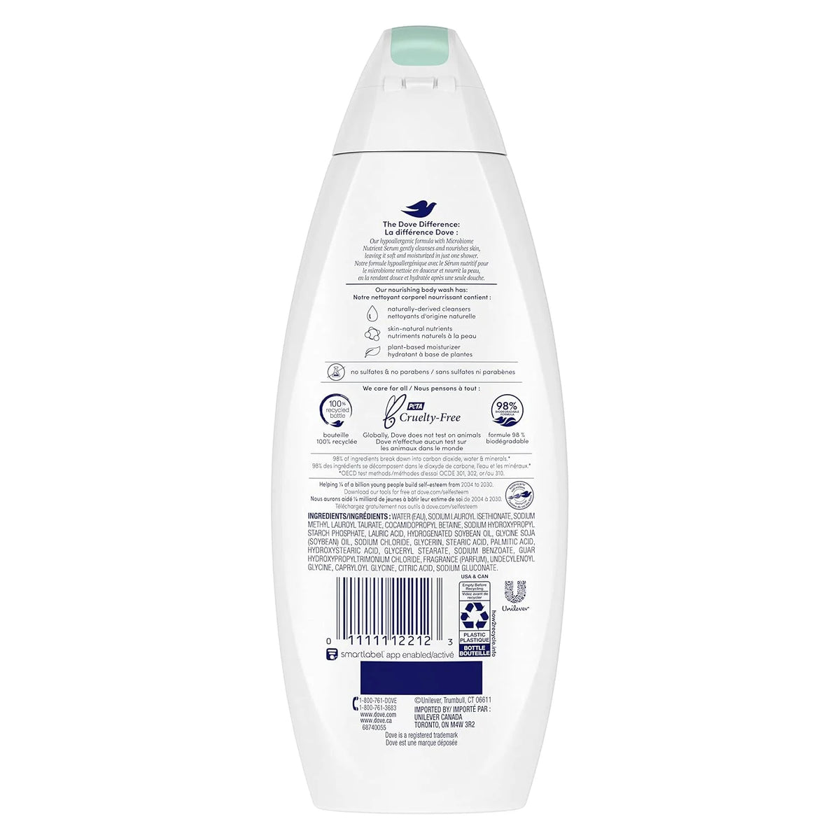 Dove Body Wash, Sensitive Skin Pump,34 Fl Oz (Pack of 2)