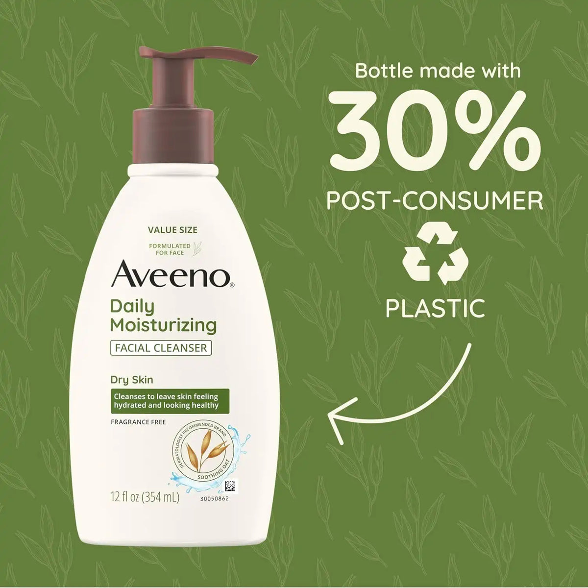 Aveeno Daily Moisturizing Facial Cleanser, Fragrance Free, 12 fl. oz