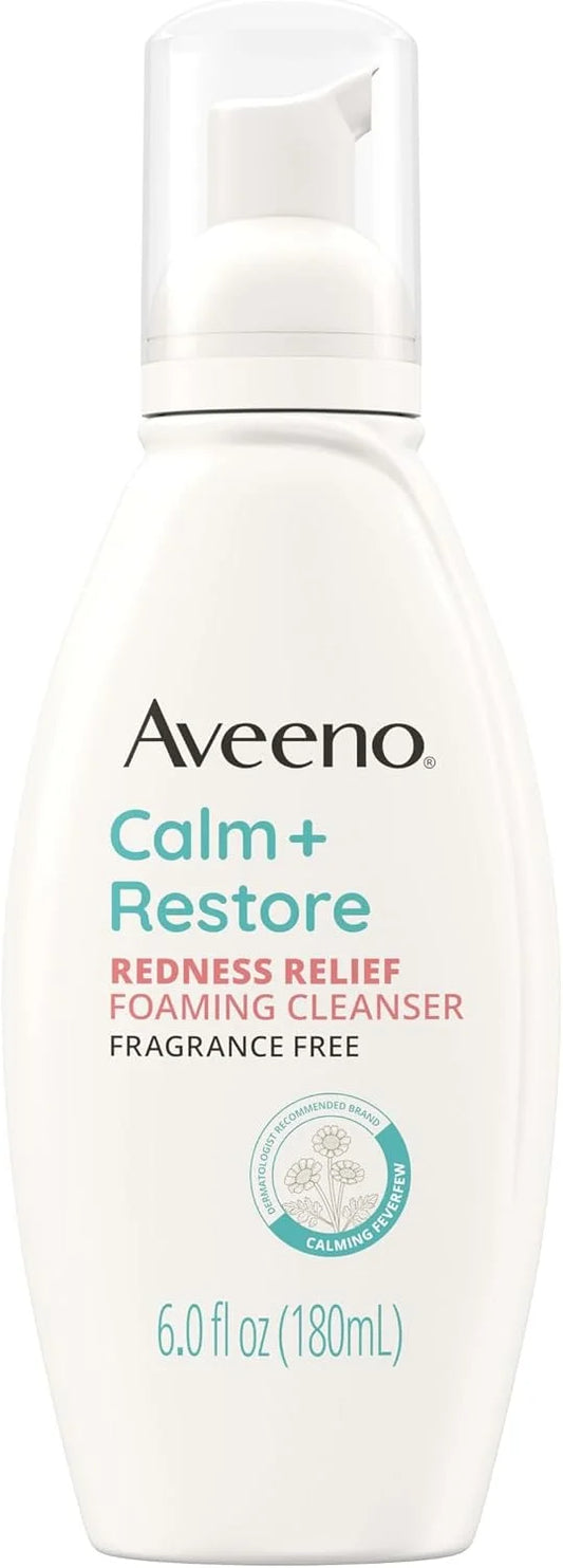 Aveeno Calm + Restore Redness Relief Cleanser, Fragrance Free, 6 Fl Oz (Pack of 12)