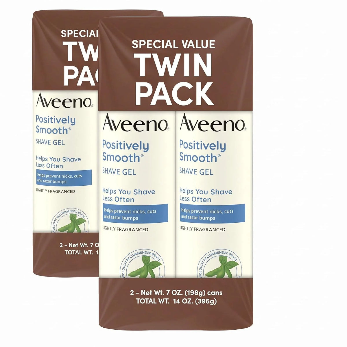 Aveeno Positively Smooth Moisturizing Shave Gel, Twin Pack, 2 x 7 oz