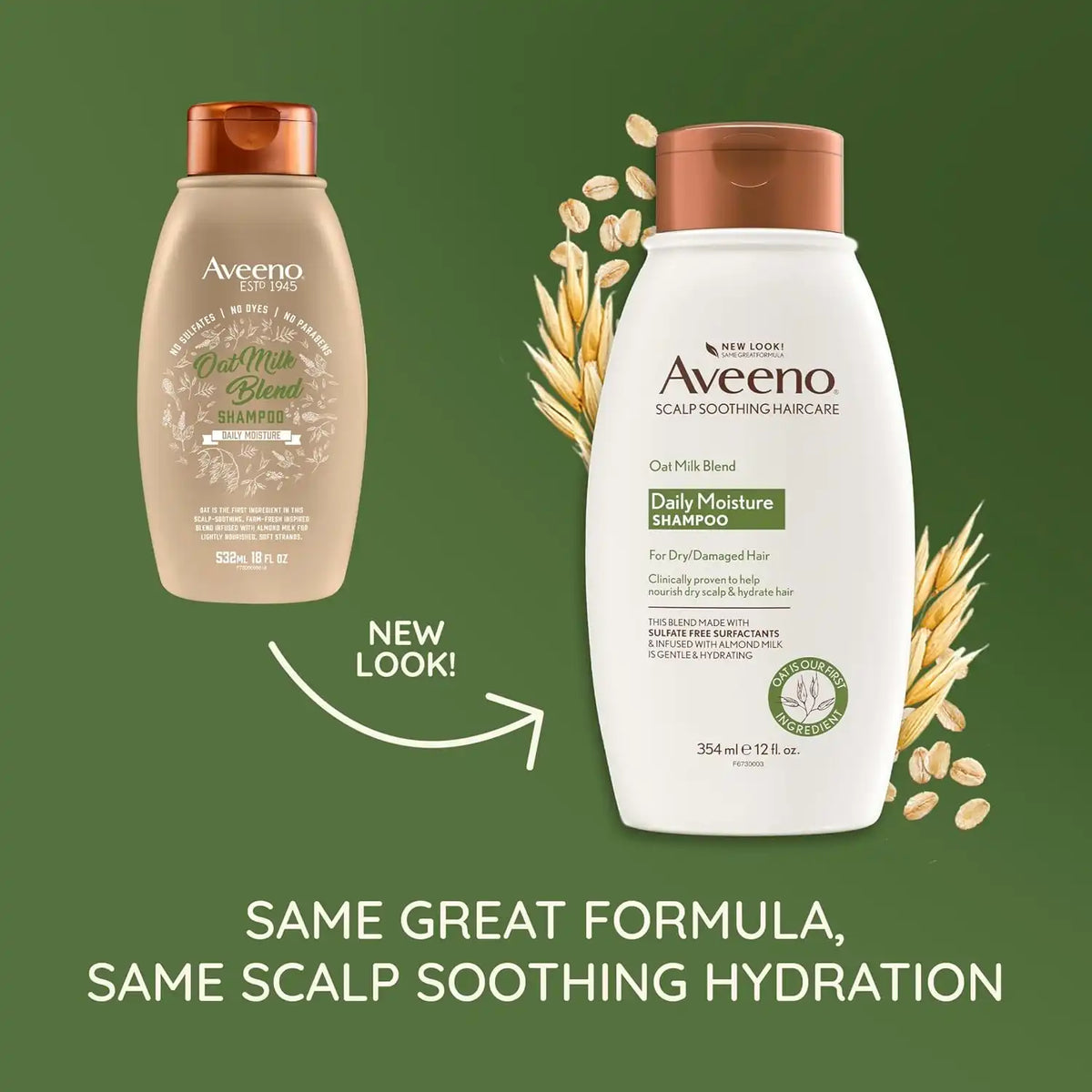 Aveeno Oat Milk Blend Moisturizing Shampoo, For Dry, Damaged Hair, 12 fl oz