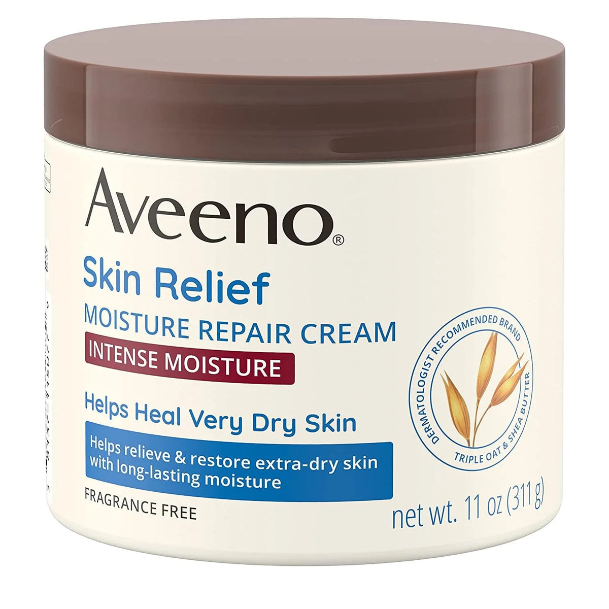 AVEENO Active Naturals Skin Relief Moisture Repair Cream, Intense Moisture 11 oz (Pack of 3)