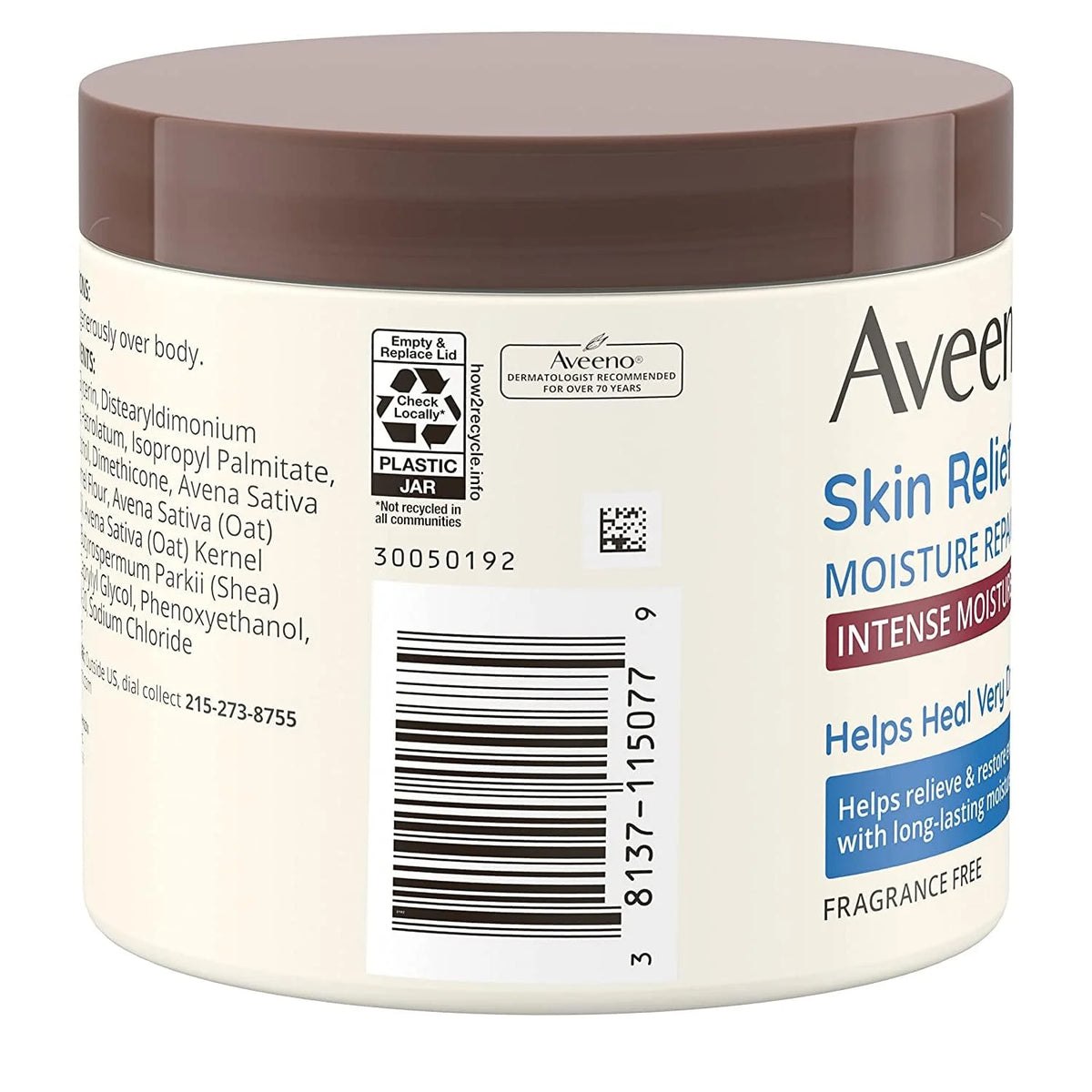 AVEENO Active Naturals Skin Relief Moisture Repair Cream, Intense Moisture 11 oz (Pack of 3)