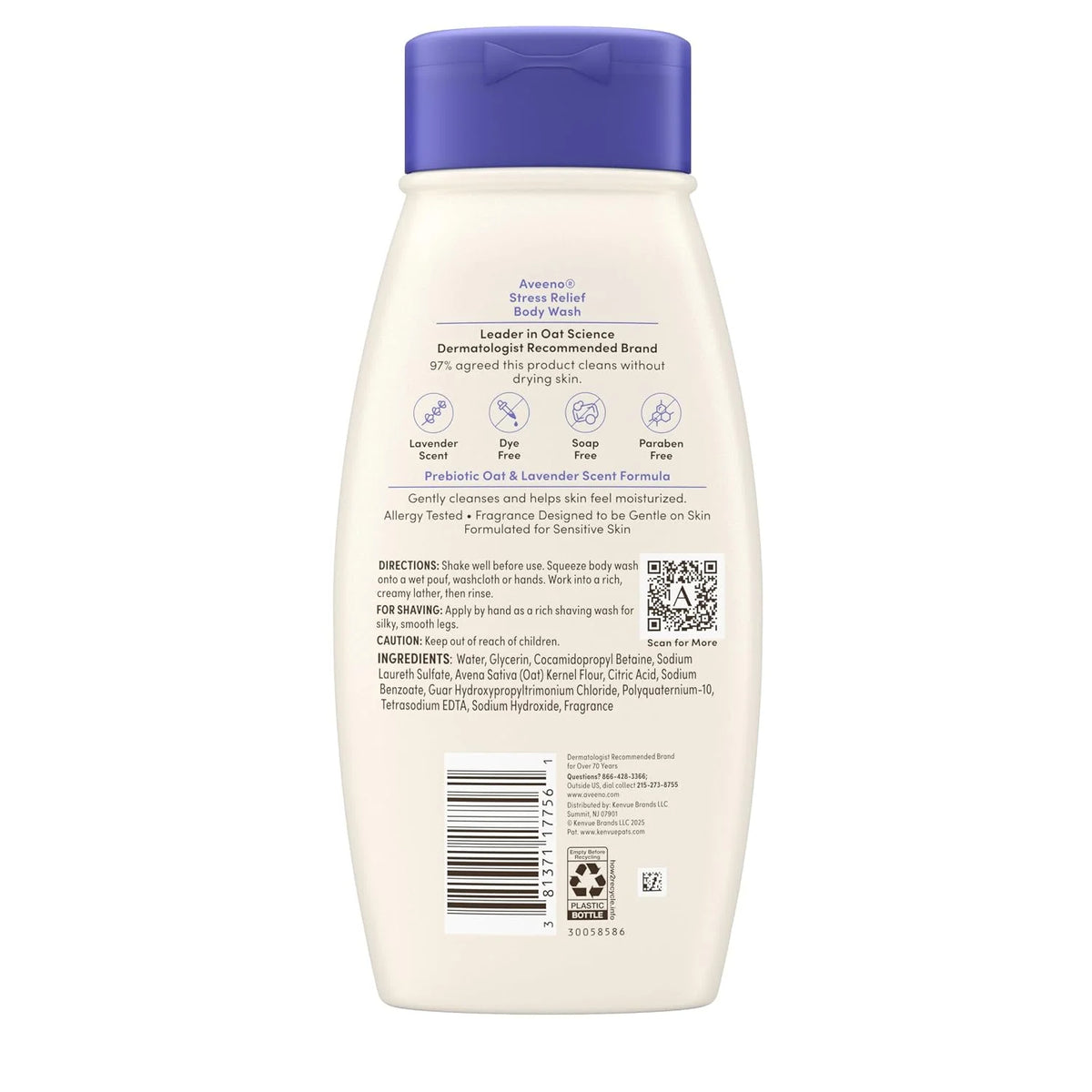 Aveeno Stress Relief Body Wash, Lavender Scent, 18 fl. oz