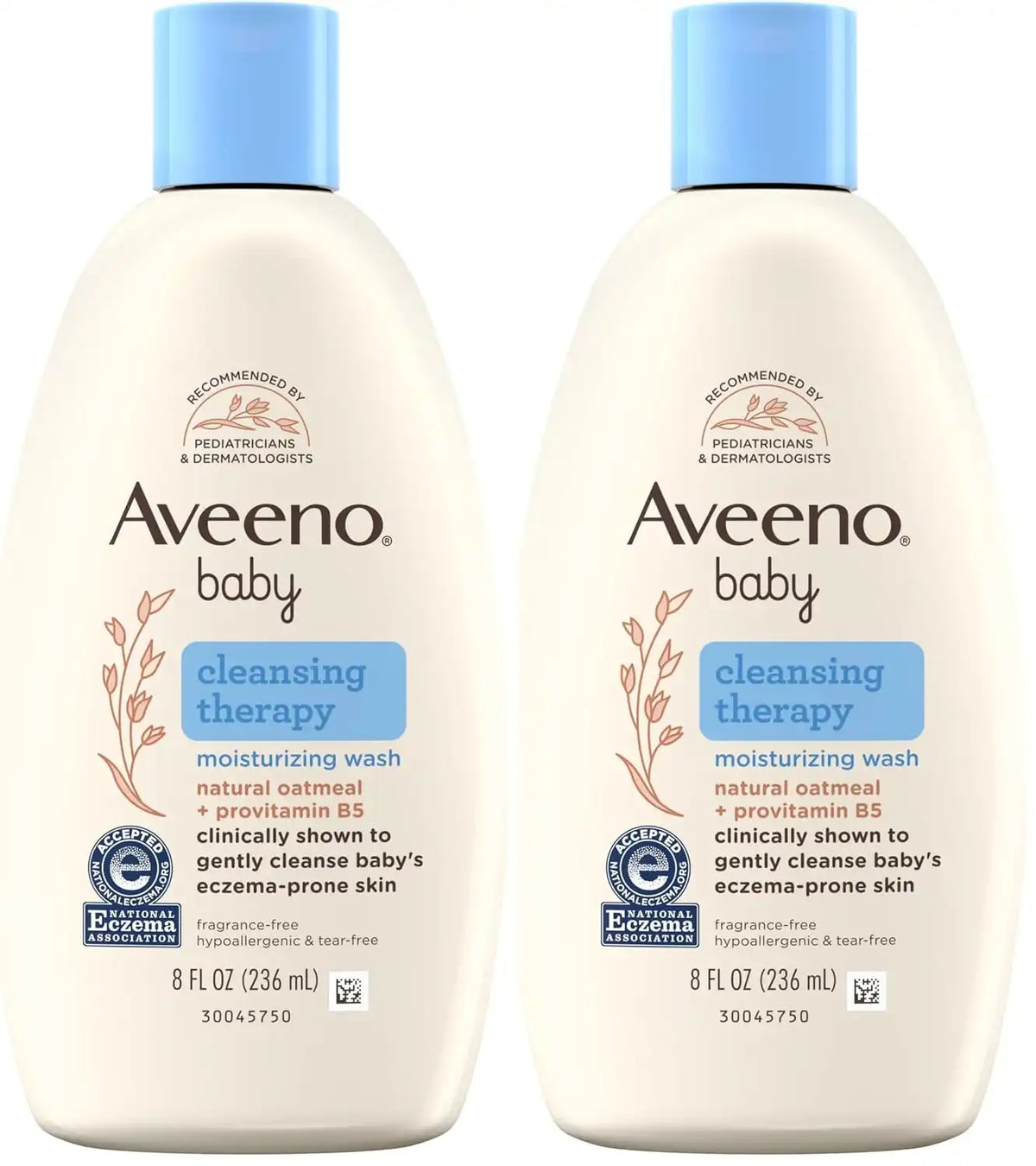 Aveeno Baby Cleansing Therapy Moisturizing Baby Body Wash with Natural Oatmeal & ProVitamin B5, Gentle Tear-Free Baby-Bath Wash for Sensitive & Eczema-Prone Skin, Hypoallergenic, 8 oz (Pack of 2)