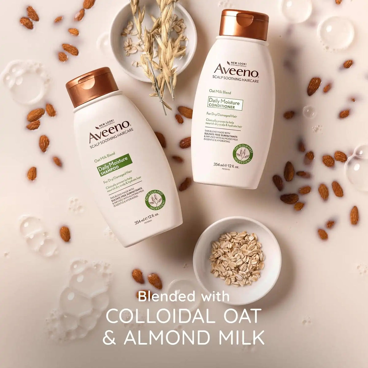 Aveeno Oat Milk Blend Moisturizing Shampoo, For Dry, Damaged Hair, 12 fl oz