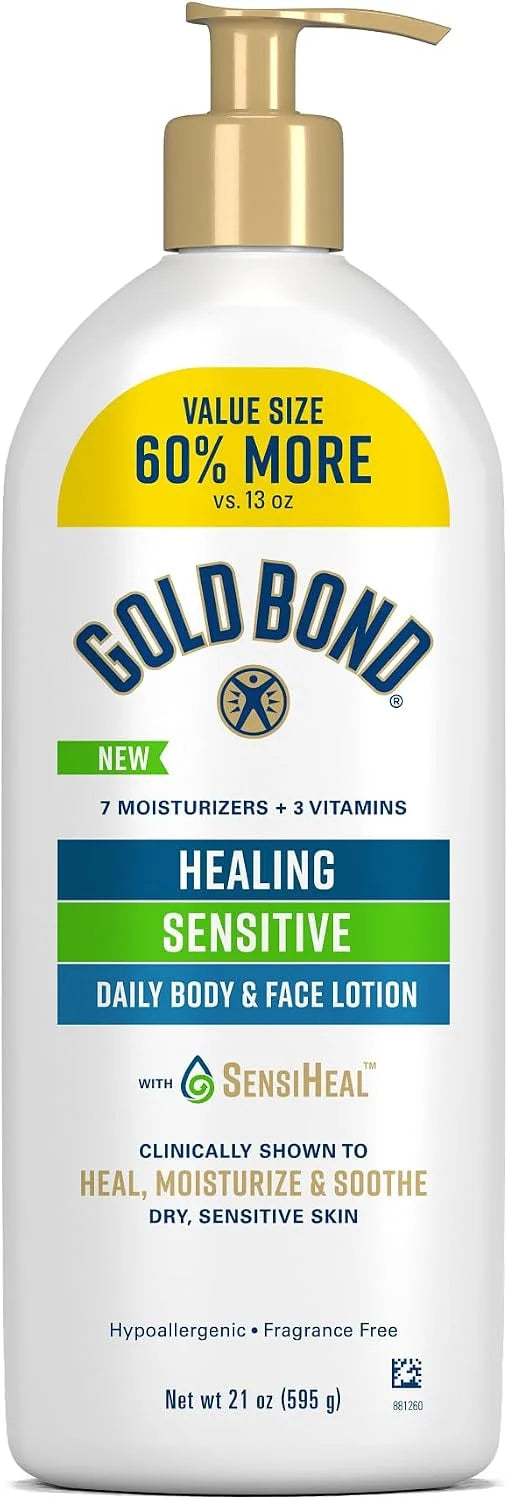 Gold Bond Healing Sensitive Daily Body & Face Lotion for Women & Men, 13 oz