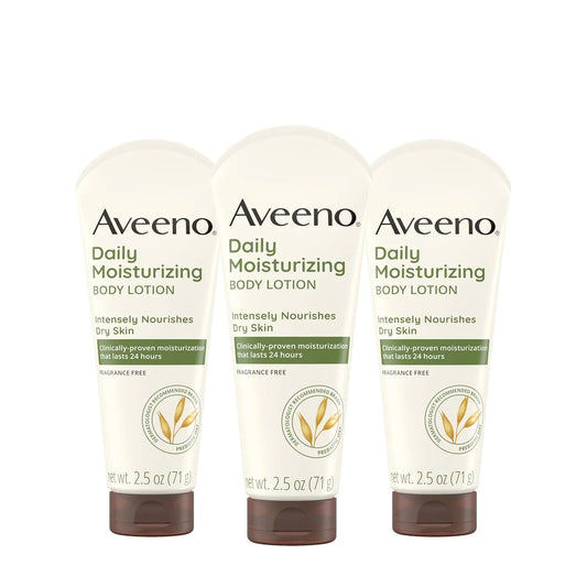 Aveeno Daily Moisturizing Body Lotion, Fragrance-Free, 2.5 fl. oz, 3 Pack