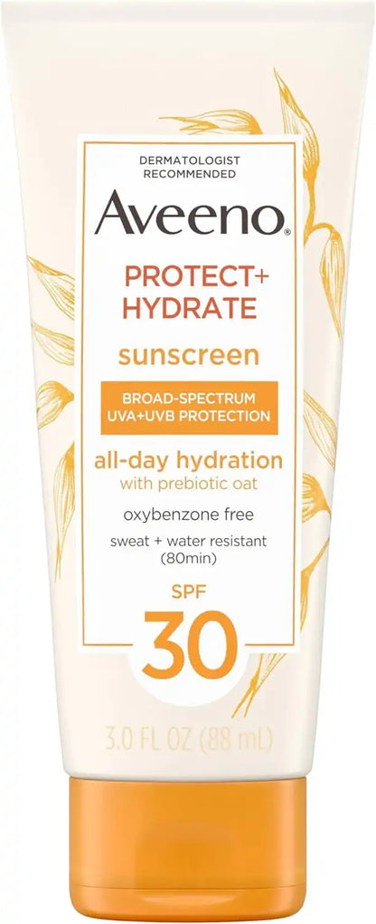 Aveeno Protect + Hydrate SPF 30 Sunscreen Lotion, 3 Fl Oz (Pack of 12)