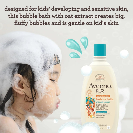 Aveeno Kids Bubble Bath, Sensitive Skin, 19.2 fl. oz, 19.2 Fl Oz (Pack of 12)