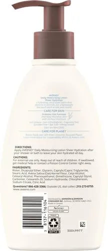 Aveeno Sheer Hydration Daily Moisturizing Fragrance-Free Lotion with Nourishing Prebiotic Oat, Fast-Absorbing Body Moisturizer for Dry Skin with Lightweight, Breathable Feel, 12 fl. oz (Pack of 2)
