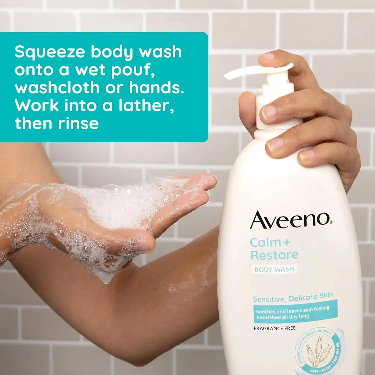 Aveeno Calm + Restore Daily Body Wash, Fragrance-Free, 18 fl. oz