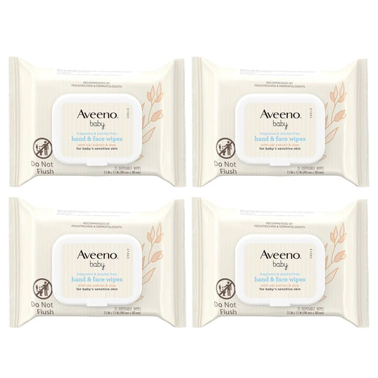 Aveeno Baby Hand & Face Wipes, Oat Extract & Aloe, Fragrance Free, 25 ct