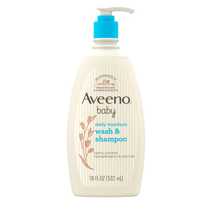 Aveeno Baby Daily Moisture Wash & Shampoo, Tear-Free, 18 fl. oz