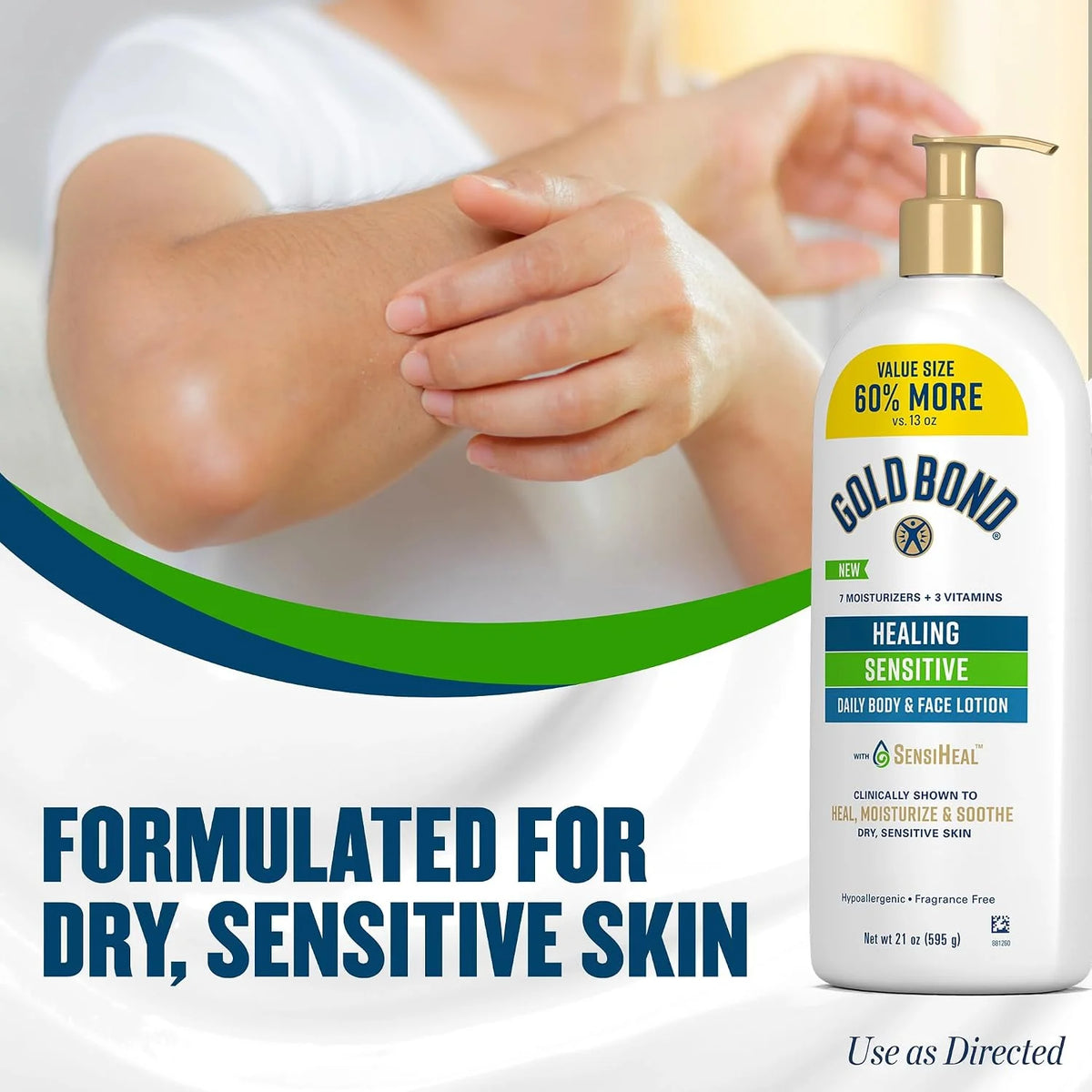 Gold Bond Healing Sensitive Daily Body & Face Lotion for Women & Men, 13 oz
