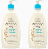 Aveeno Baby Wash and Shampoo, Lightly Scented, 18 Fluid Ounce, (Pack of 2)