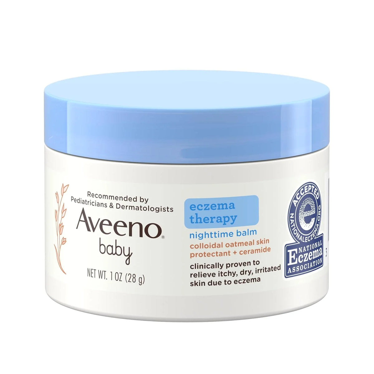 Aveeno Baby Eczema Therapy Bundle, 4 Items: Nighttime Balm, 1 oz + Moisturizing Cream, 5 oz + Soothing Bath Treatment, 5 ct + Moisturizing Baby Body Wash, 8 oz