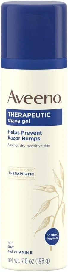 Aveeno Therapeutic Shave Gel with Oat and Vitamin E to Help Prevent Razor Bumps and Soothe Dry and Sensitive Skin, No Added Fragrances and Non-Comedogenic, 7 oz (Pack of 6)