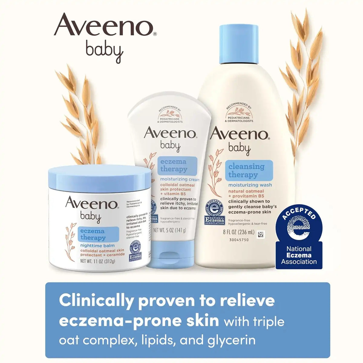 Aveeno Baby Eczema Therapy Moisturizing Cream with Oatmeal, 12 fl. oz
