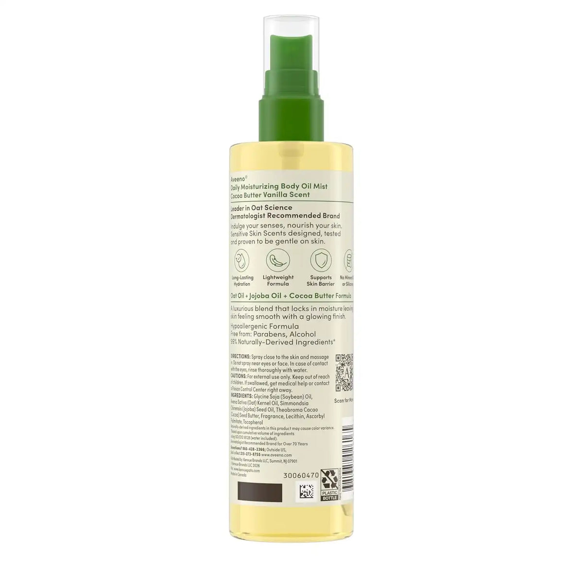 Aveeno Daily Moisturizing Body Oil Mist, Cocoa Butter Vanilla Scent, 6.7 fl. oz