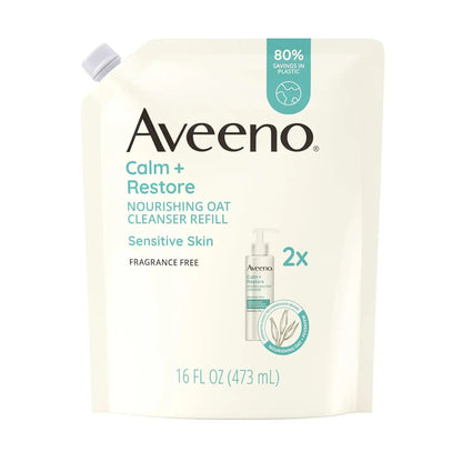 Aveeno Calm + Restore Facial Cleanser Refill Pouch, 16 fl. oz
