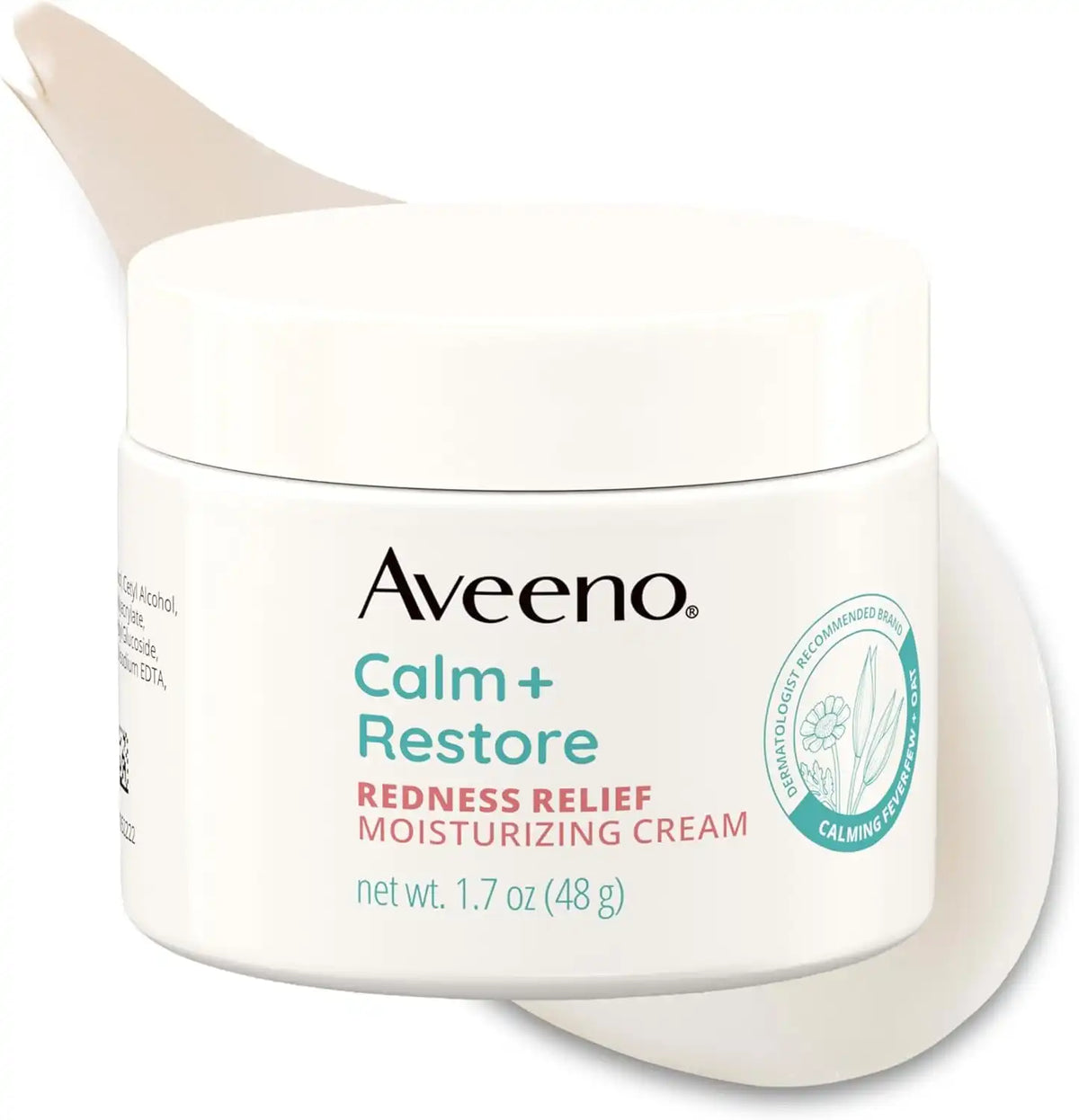 Aveeno Calm + Restore Facial Moisturizer Face Cream for Redness Relief, Non-Comedogenic, Ceramide & Vitamin B5, Hydrating for Dry, Sensitive Skin, Hypoallergenic, Fragrance-Free, 1.7 oz (Pack of 12)