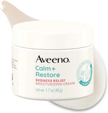 Aveeno Calm + Restore Facial Moisturizer Face Cream for Redness Relief, Non-Comedogenic, Ceramide & Vitamin B5, Hydrating for Dry, Sensitive Skin, Hypoallergenic, Fragrance-Free, 1.7 oz (Pack of 12)