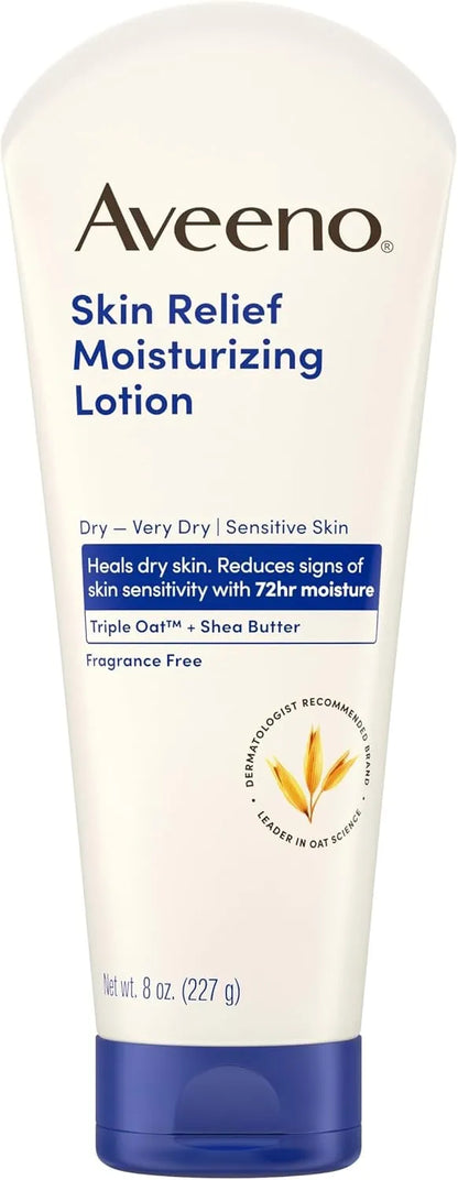 Aveeno Skin Relief Moisturizing Lotion, Fragrance-Free, 8 Fl Oz (Pack of 12)