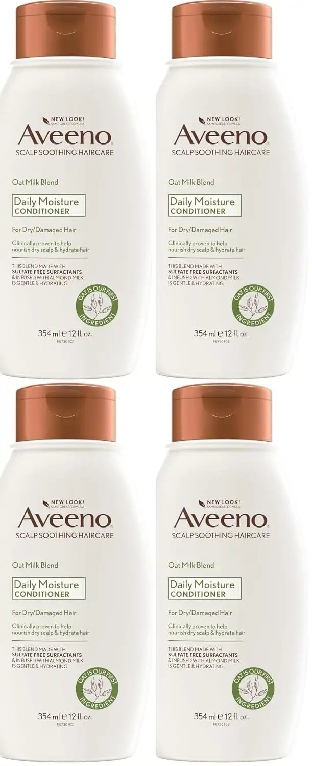Aveeno Oat Milk Blend Moisturizing Conditioner, Ultra-Hydrating, for Dry, Damaged Hair, 12 fl oz (Pack of 4)