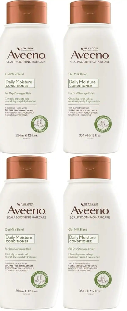 Aveeno Oat Milk Blend Moisturizing Conditioner, Ultra-Hydrating, for Dry, Damaged Hair, 12 fl oz (Pack of 4)
