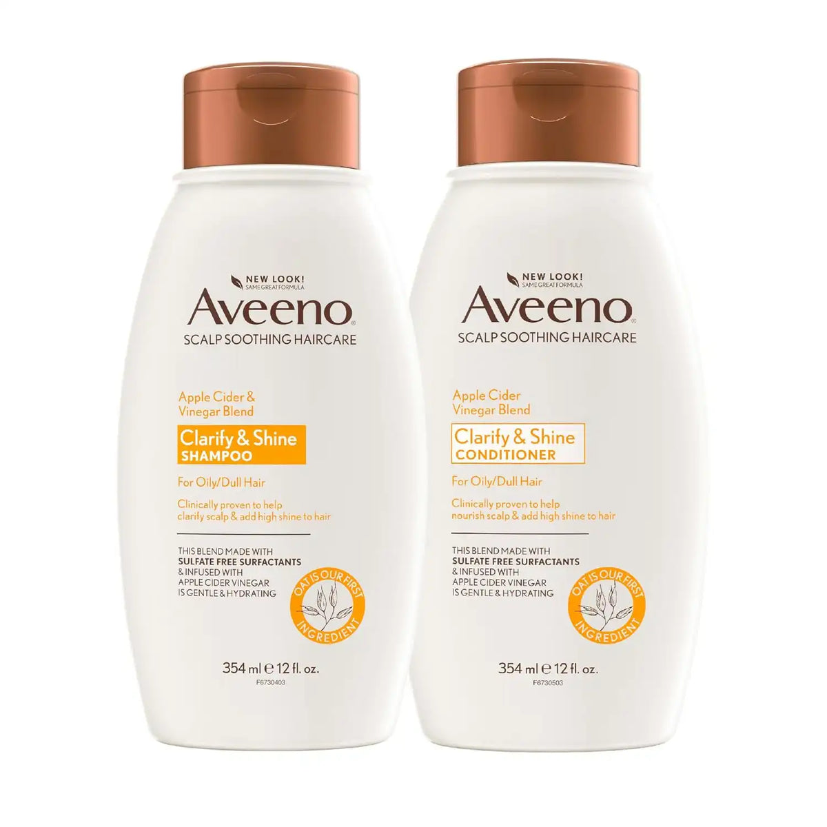 Aveeno Apple Cider Vinegar Shampoo + Conditioner Set, 2 x 12 fl. oz