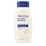 Aveeno Skin Relief Body Wash for Sensitive Skin, Fragrance-Free, 18 Fl Oz (Pack of 12)