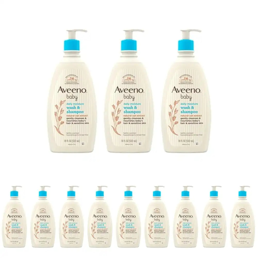 Aveeno Baby Gentle Body Wash & Shampoo, 18 Fl Oz (Pack of 12)