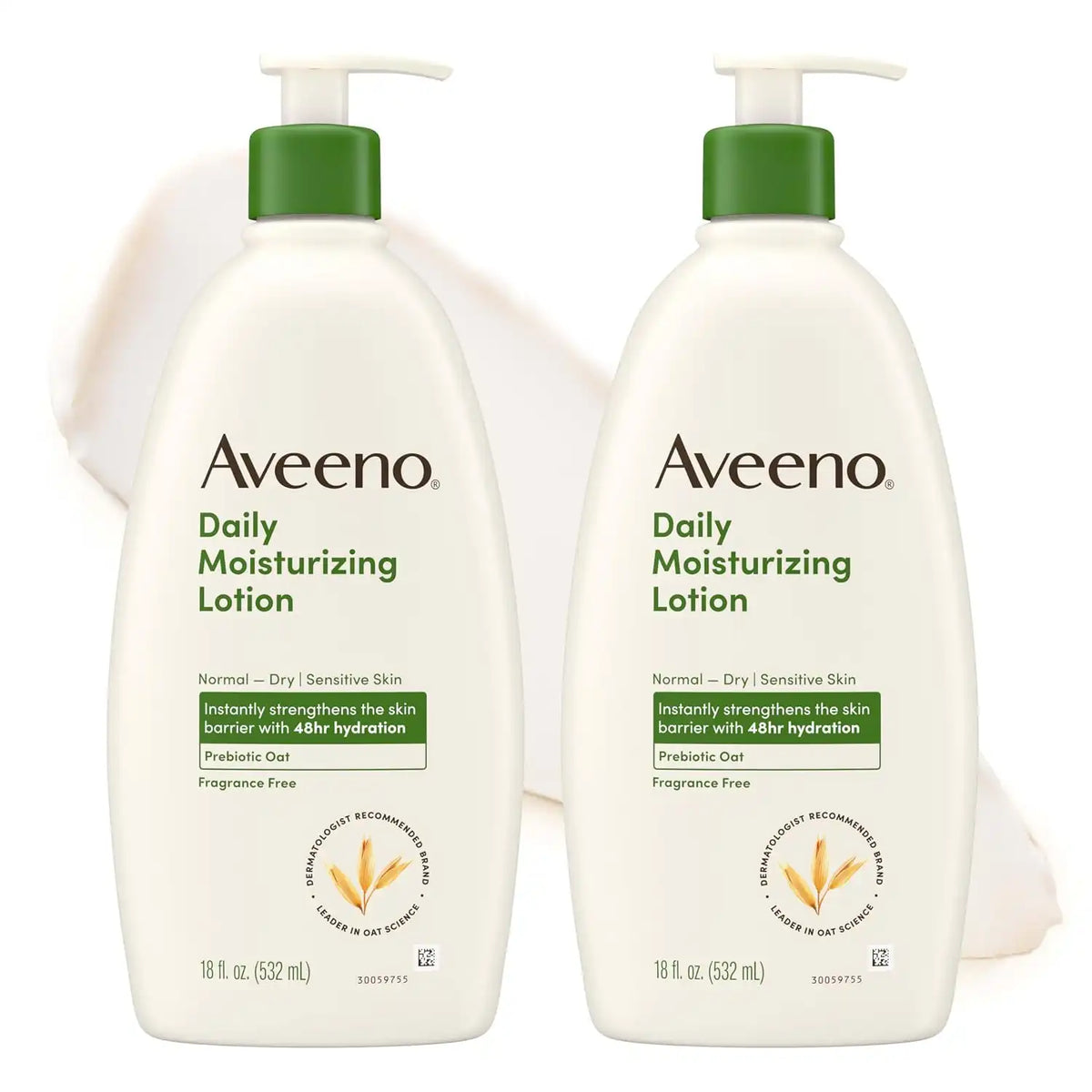 Aveeno Daily Moisturizing Body Lotion, Fragrance-Free, 2 x 18 fl. oz