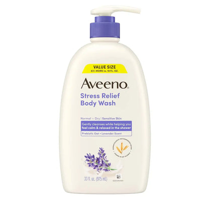 Aveeno Stress Relief Body Wash, Lavender Scent, 33 fl. oz