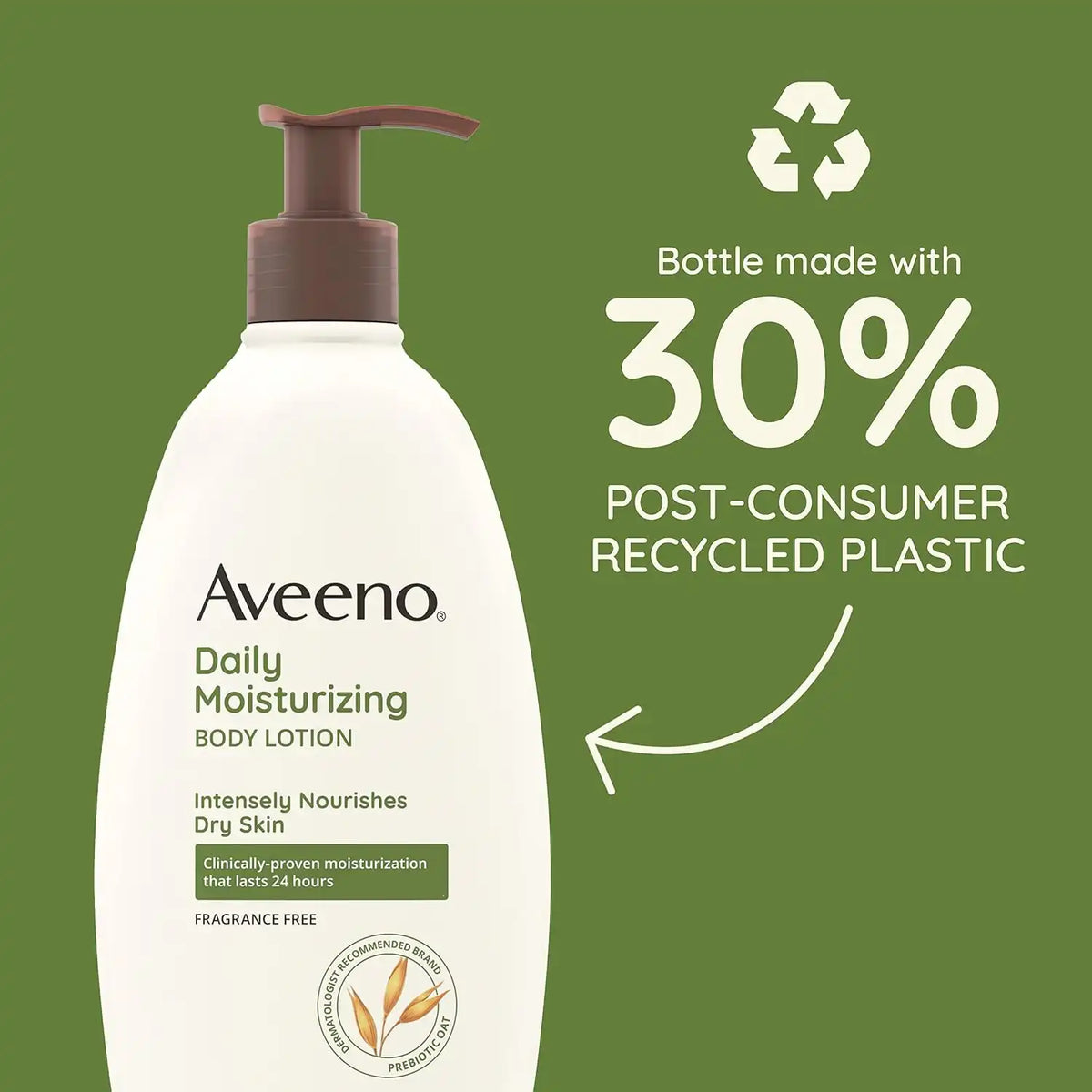 Aveeno Daily Moisturizing Body Lotion with Soothing Prebiotic Oat, Gentle Lotion Nourishes Dry Skin With Moisture, Paraben-, Dye- & Fragrance-Free, Non-Greasy & Non-Comedogenic, 12 fl. Oz (Pack of 2)