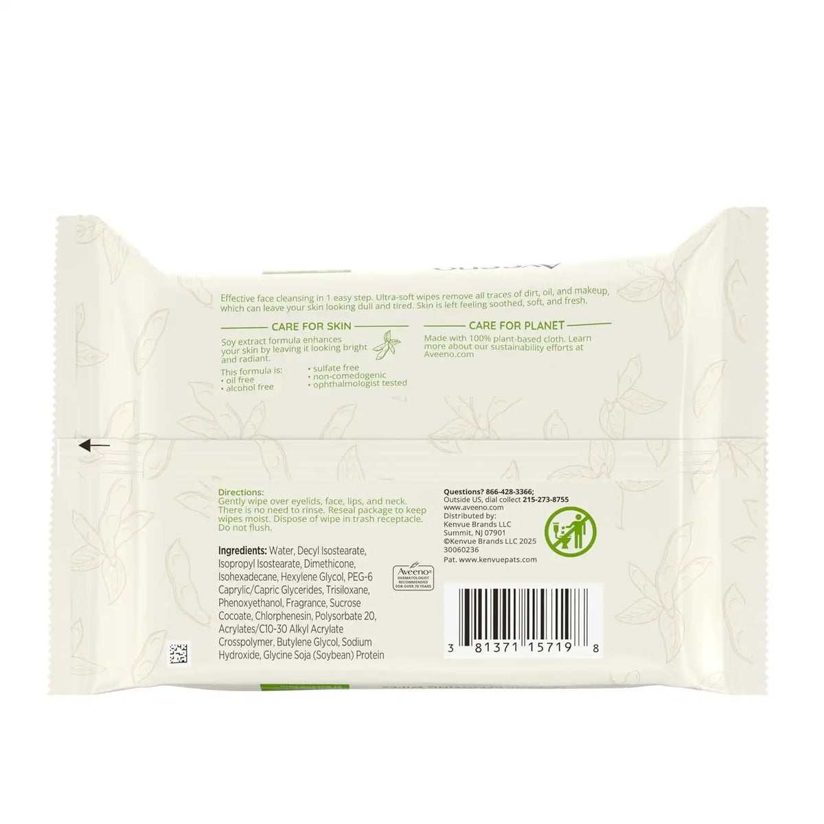 Aveeno Positively Radiant Alcohol-Free Makeup Removing Face Wipes, Ultra Soft, Gentle, Non-Comedogenic Facial Cleansing Wipes Leave Skin Feeling Clean & Soft, Sulfate Free, 25 ct (Pack of 6)