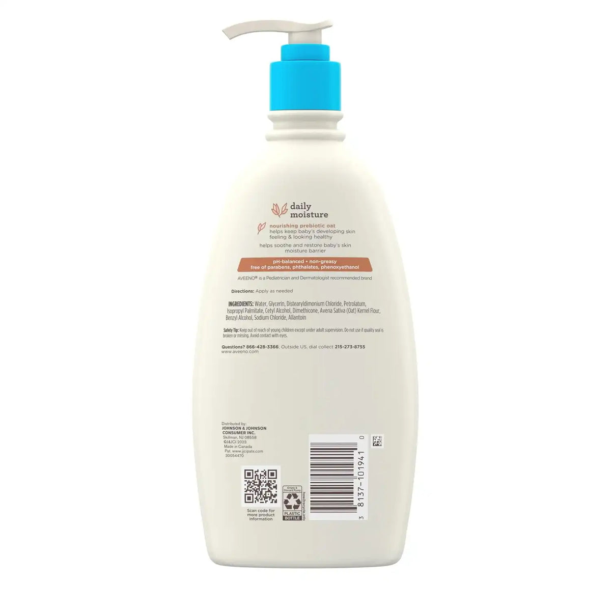 Aveeno Baby Daily Moisture Body Lotion, Fragrance Free, 18 fl. oz